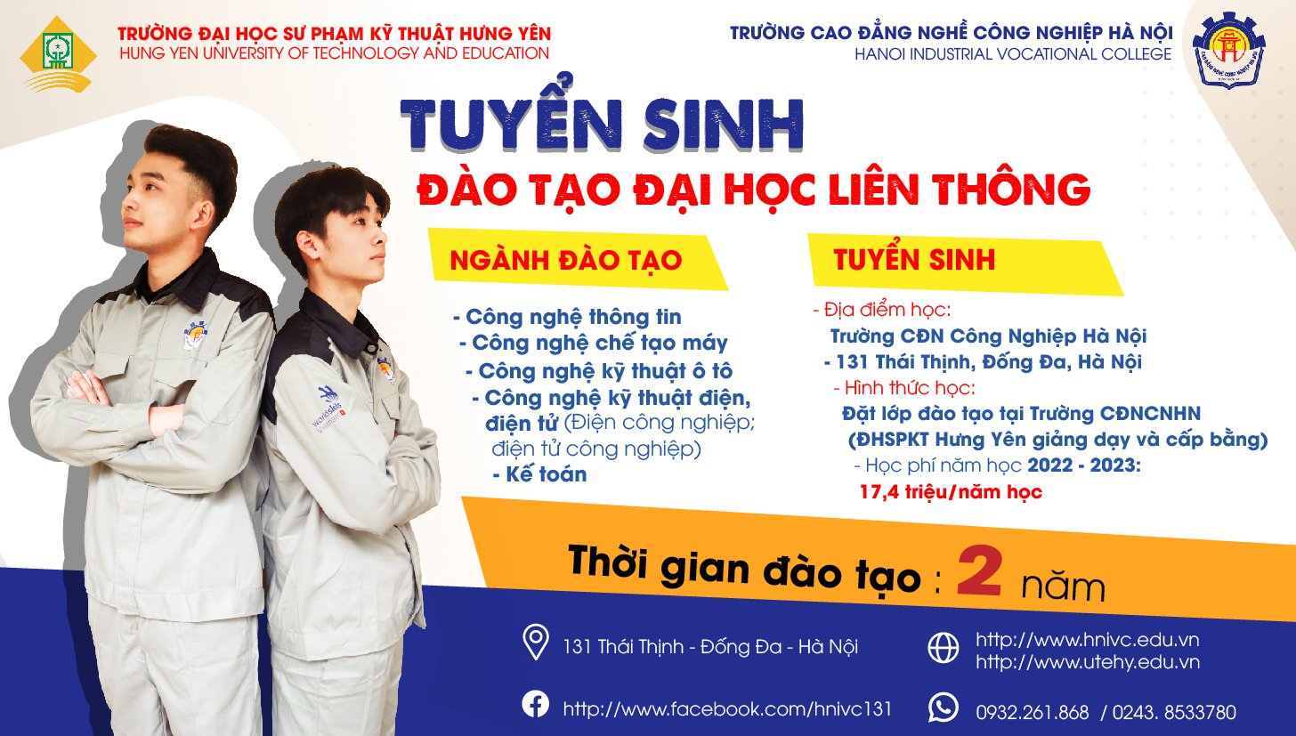 Tuyển sinh, đào tạo trình độ đại học liên thông hình thức vừa học vừa làm cho sv nhà trường và người học có nhu cầu