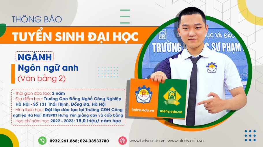 Thông báo tuyển sinh đại học ngành ngôn ngữ tiếng anh (văn bằng 2)